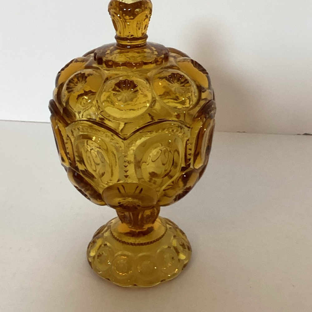 LE Smith Moon and Stars Vintage Amber Glass Candy Dish